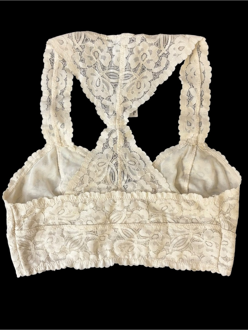 Free People Intimately Ivory Floral Lace Racerback Longline Bralette XS - Picture 3 of 9